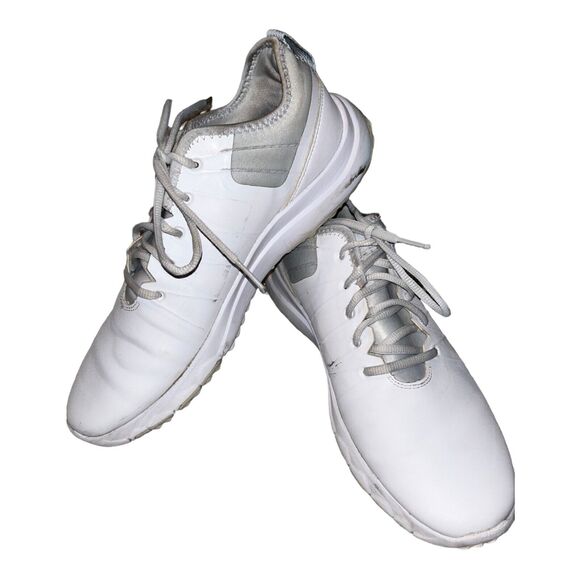 Women’s 9 2015 Nike FI Impact 2 White/Platinum Waterproof Spikeless Golf Shoes - Picture 1 of 10
